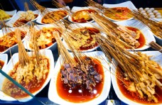 美食素材火锅串串美食食材背景素材图片