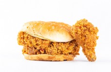 美食素材炸鸡汉堡美食食材背景海报素材图片