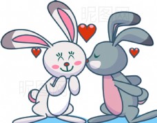 七夕情人节情侣兔子图片