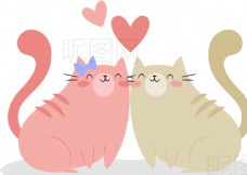 七夕情人节情侣小猫图片