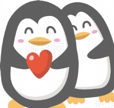 七夕情人节情侣企鹅图片