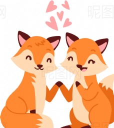 七夕情人节情侣狐狸图片