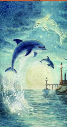 欧美欧式海豚海洋装饰画图片