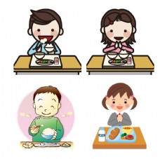 孩子人物吃饭卡通图片