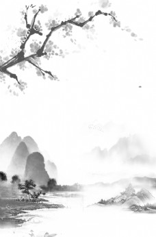 夏装中国风水墨背景图片