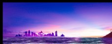 东莞城市紫色天空海洋图片