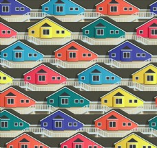彩色房屋无缝背景图片