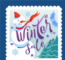 冬季销售邮票矢量图片