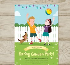 儿童派对儿童花园派对传单图片