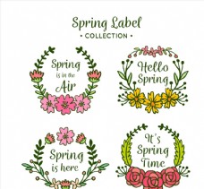手绘春季花卉标签图片