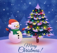 圣诞树和雪人图片