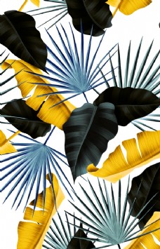 欧式花纹背景热带叶子图片