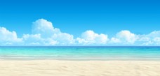 海滩海边沙滩蓝天白云图片