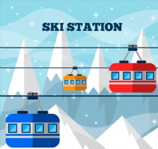 雪山风景雪山滑雪缆车风景图片