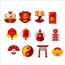 中国新年新年元素中国风元素中式元素图片