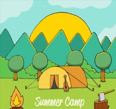 度假树林中的野营帐篷图片