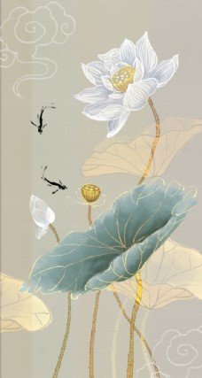 中国风设计荷花装饰画图片