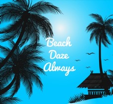 度假沙滩椰子树风景剪影图片