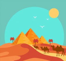 沙漠金字塔和骆驼图片