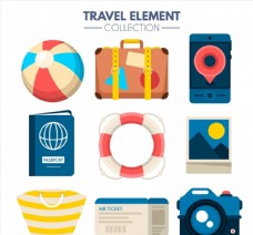 彩色旅行物品设计图片