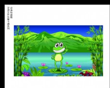 青蛙背景卡通矢量AI源文件图片