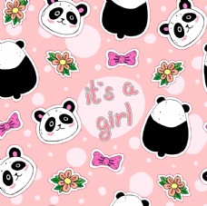 可爱女生矢量熊猫熊猫矢量背景图片
