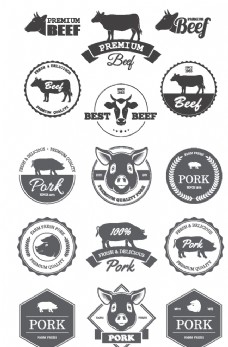 猪矢量素材农场家畜标识图片