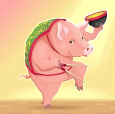 绿色蔬菜猪手绘猪卡通猪图片