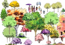 树木手绘植物素材图片