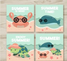 可爱海洋动物卡片图片
