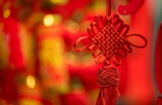 中国新年新年红色中国结复古背景海报素材图片