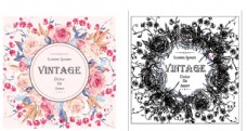 矢量花卉复古花卉装饰标签矢量图设计图片