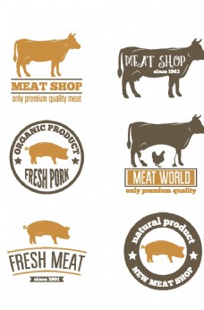 猪矢量素材猪牛马标志图标图片