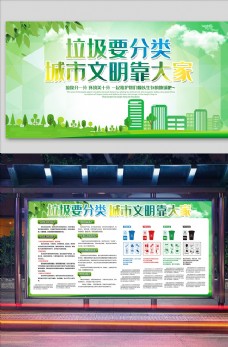 创卫展板绿色环保垃圾分类双面展板图片