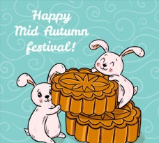 月饼中秋中秋节月饼和兔子图片