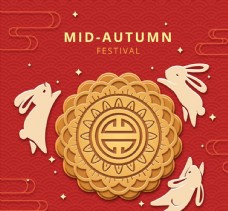 月饼中秋中秋节月饼和白兔图片