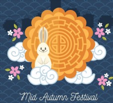月饼中秋中秋节月饼和白兔图片