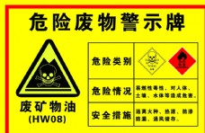 危险废物警示牌废矿物油图片