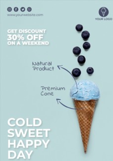 冰淇淋海报蓝莓冰淇淋甜品海报图片