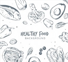 手绘健康食物背景图片