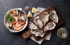美食素材海鲜生蚝美食食材背景海报素材图片