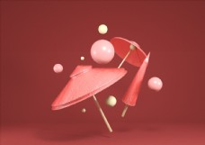 古典雨伞场景图片