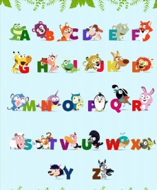 字母设计可爱动物装饰字母图片