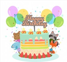 生日蛋糕和动物图片