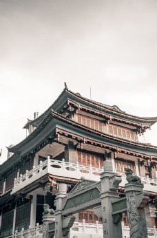 华人街复古建筑背景海报素材图片