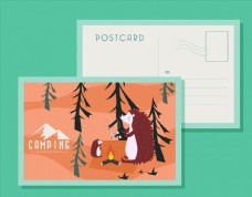 木材野营刺猬明信片图片