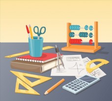 刀具桌子上的数学用文具图片