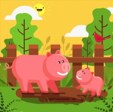卡通农场猪图片