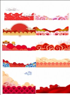 中国风设计红色底图祥云图片