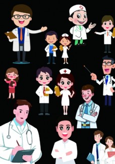 插画卡通医生护士图片